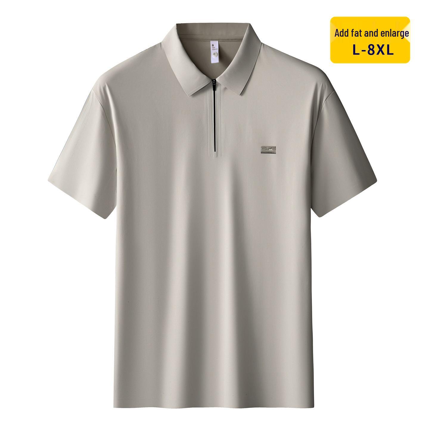 

Мужская футболка-поло с коротким рукавом и молнией на половину - Большие размеры, Ледяной шелк, Премиальное качество, Летняя одежда XL абрикосовый