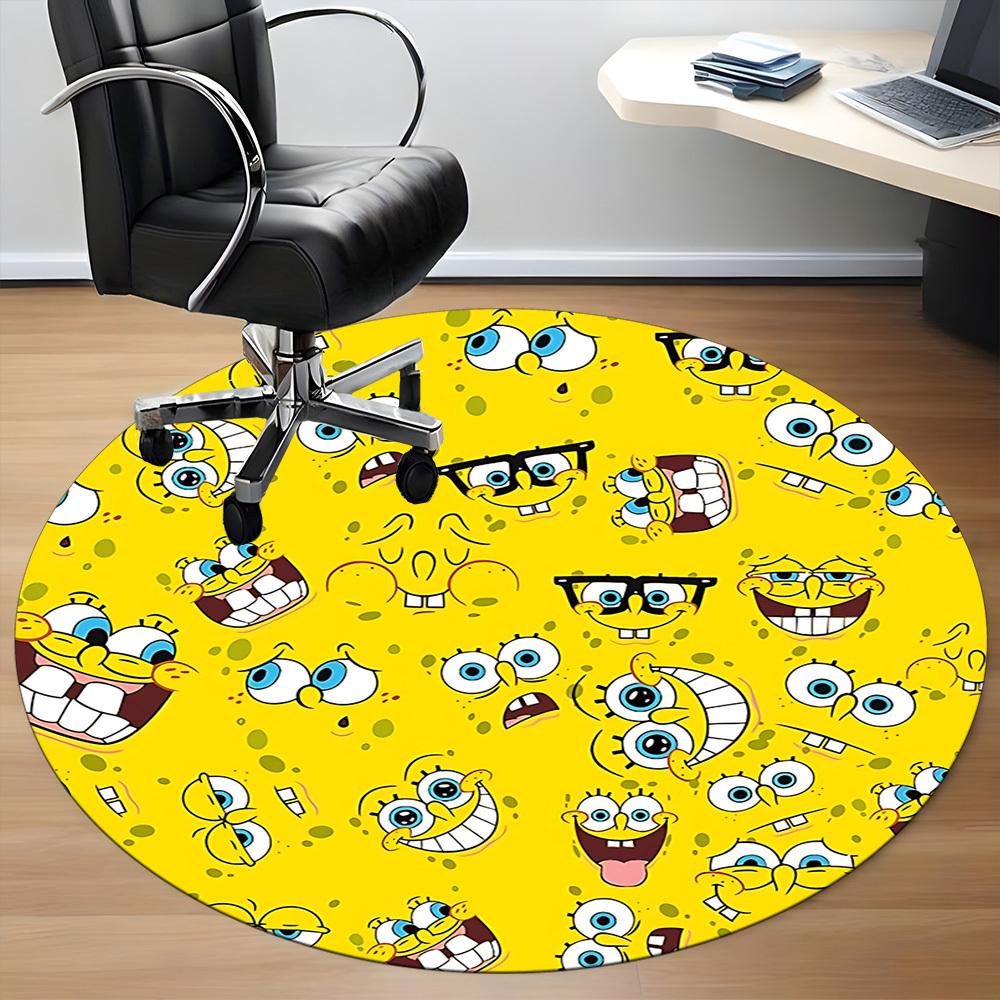 

1pc SpongeBob Chair Carpet for Office, Indoor Non Slip Washable Polyester Fiber Carpet, Mat For Office, Machine Washable 100cm