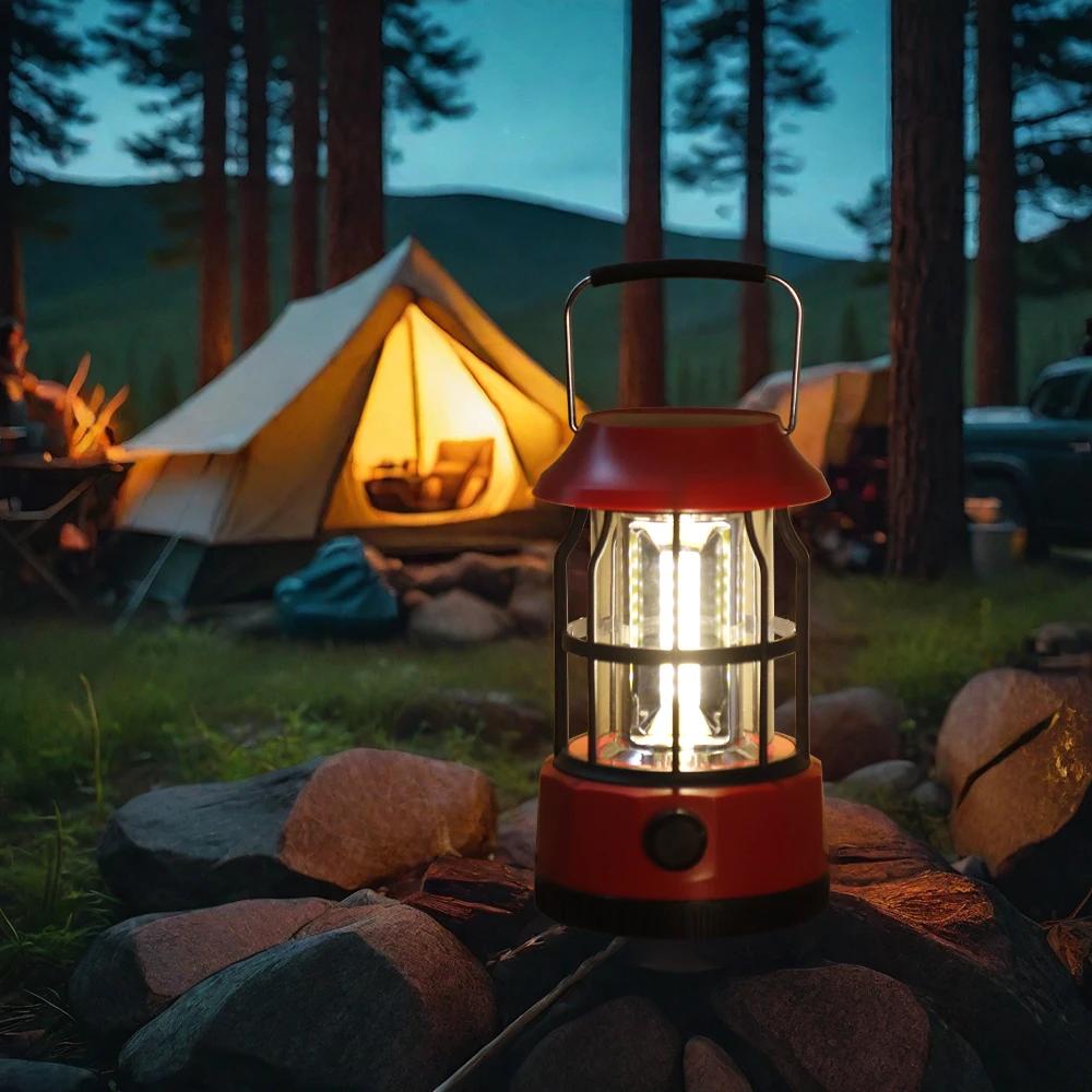 Set of 2 LED Solar Rechargeable IPX3 Water-Resistant Portable Emergency Outdoor Camping Lights Outage Hurricane Hiking (Red)