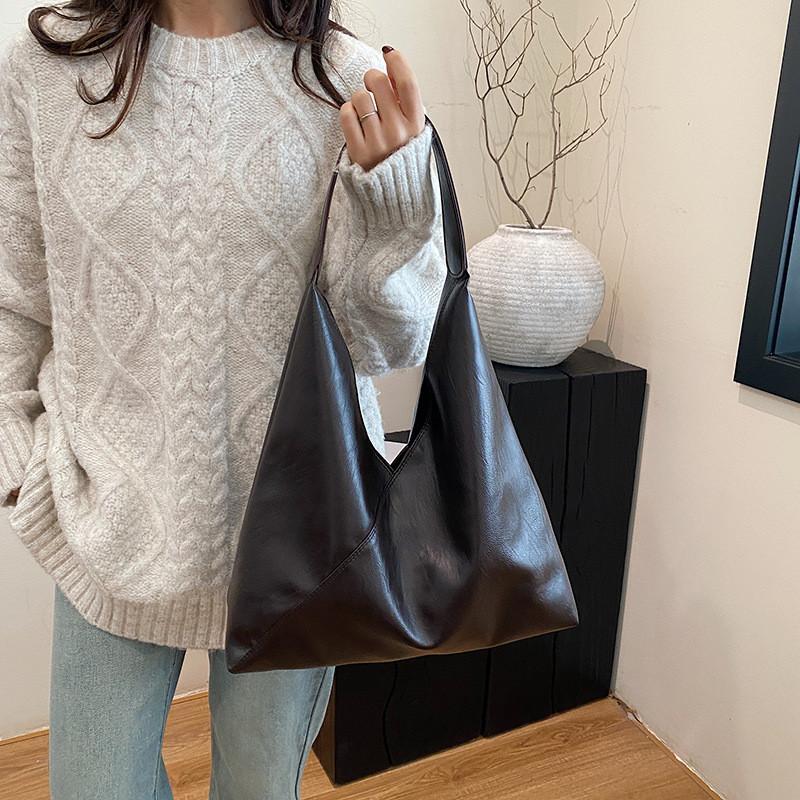 Stylish Black Brown Coffee Pu Large Tote Bag Unique Design For Women