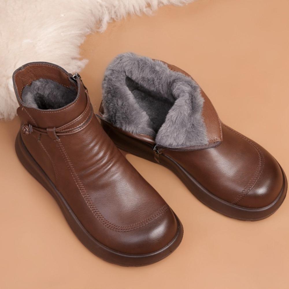 Stivaletti da Donna in Pelle Cotone Scarpe Invernali Velluto Caldi Stivaletti Corti Stivali Invernali da Donna Donna