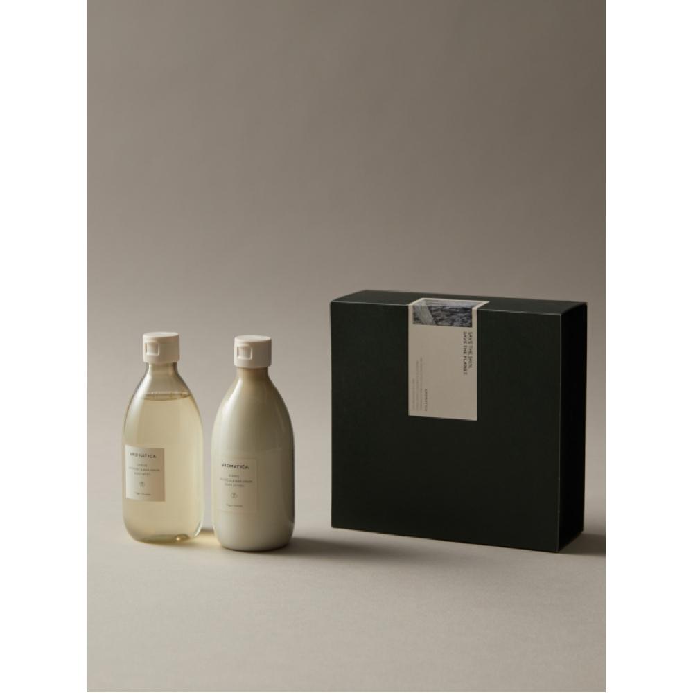 Aromatica Calm Scent Gift Wrapping Lavender Body Wash Lotion Set SERREN BODY WASH 300 ML + BODY LOTION 300 ML