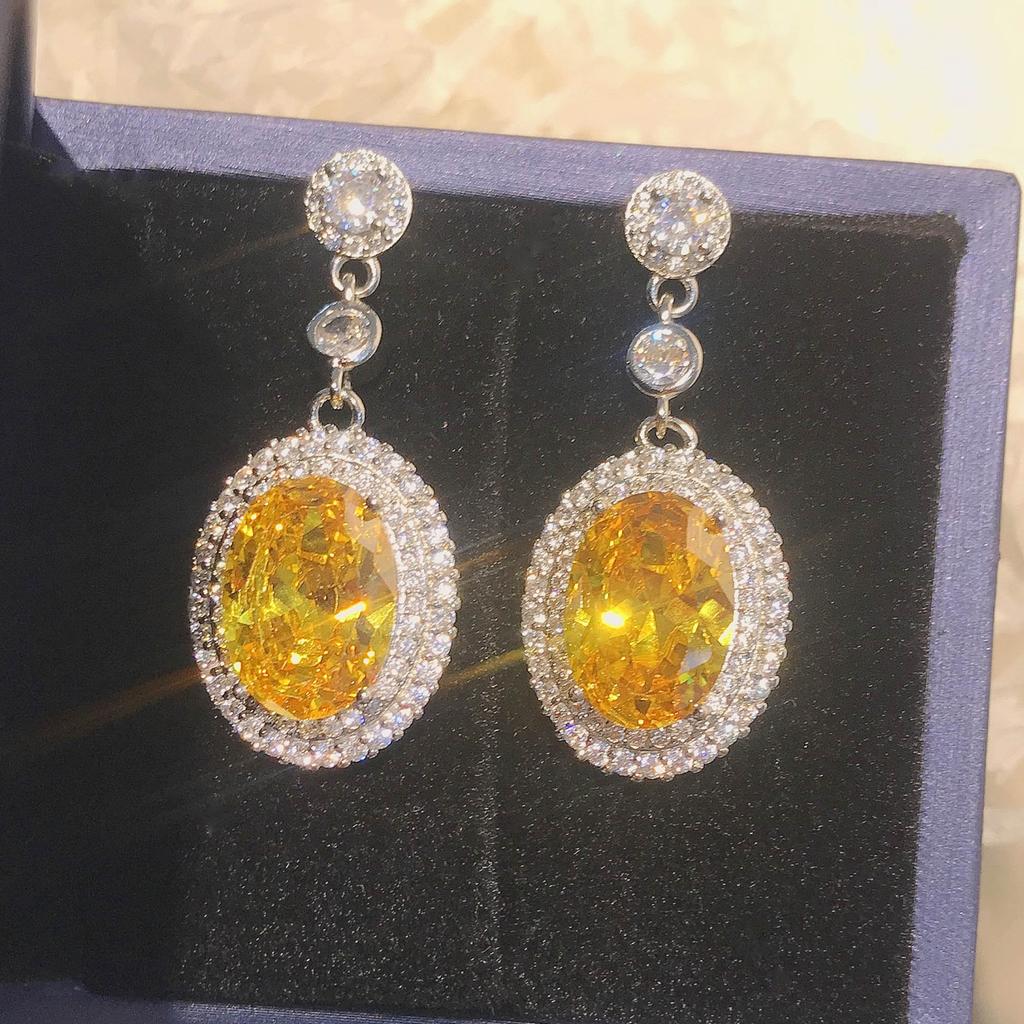 Real S925 Silver Sterling Sapphire Drop Earring For Women Aretes De Mujer Topaz Jewellry Gemstone Earring For Female Orecchini