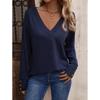 Women's V-Neck Button Down Shirt 2025 Fall Winter Long Sleeve Loose Fit Casual Top Blouse