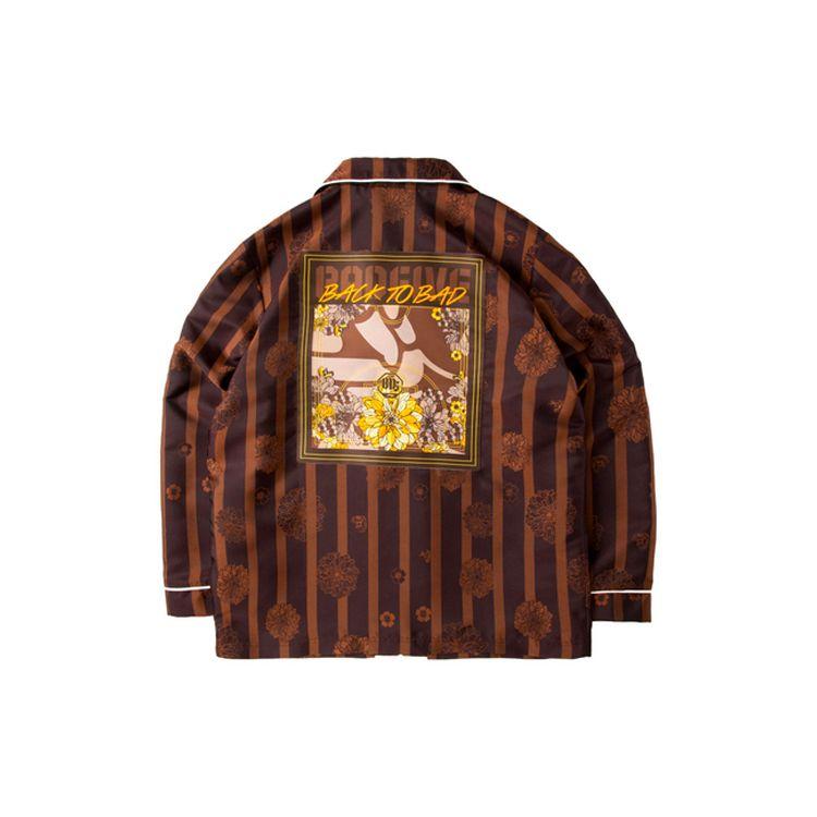 Futter Badfive Blooming Series Gestreiftes Webjacken Herrenjacke Braun AJDP673-1