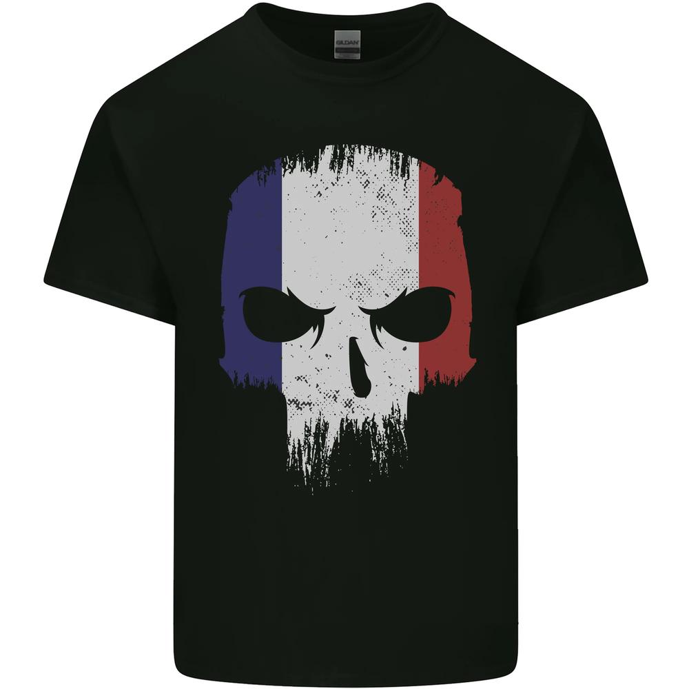 French Skull France Gym Biker Flag Kids T-shirt Boys Girls XXXL