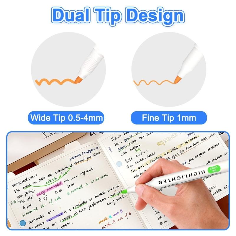 15/25Pcs Double End Highlighter Quick Drying Double Tip  Highlighter Pen for Scrapbooking Calendar Journal Card Making
