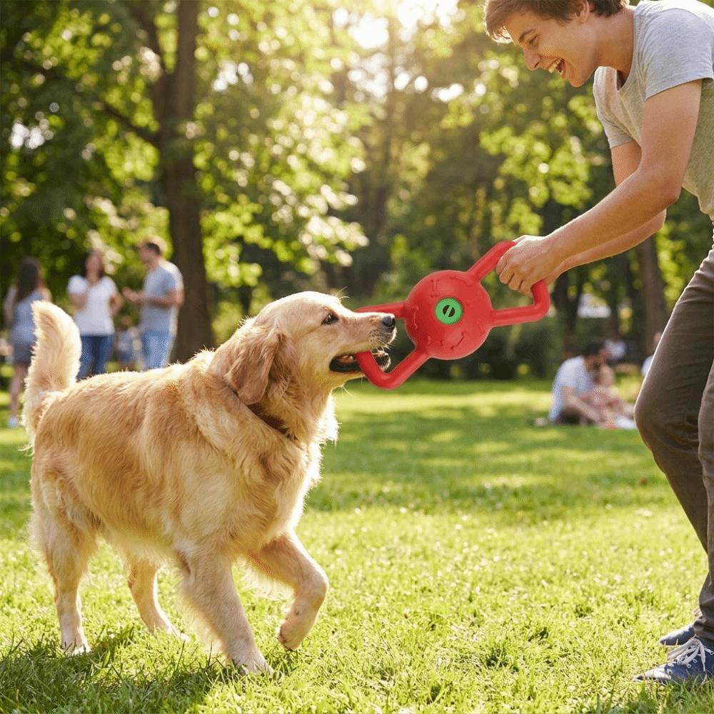 Pull Ring Bite Resistant Dual Handle Dog Puzzle Sound Pet Chew Plastic Squeaky Dog Outdoor Play