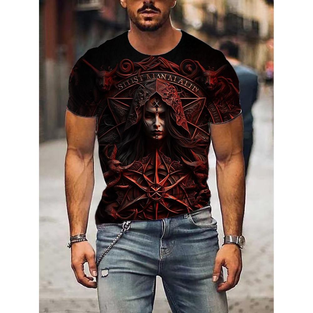 Terror Skull 3D Digital Printed Men's Street Round Neck Short Sleeved T-shirt