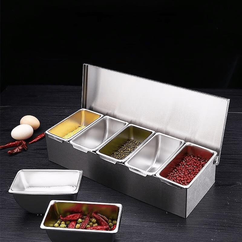 304 Stainless Steel Kitchen Seasoning Organizer with Lid