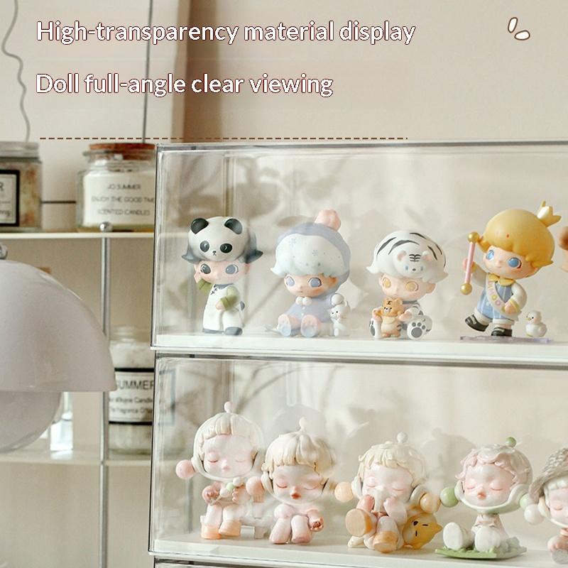 Acrylic Doll Collectible Display Case Transparent Toy Storage Box Stackable Dustproof Rack