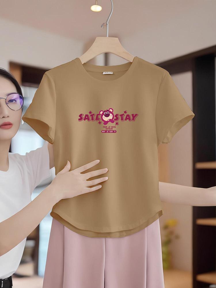 

Chic pure cotton curved hem T-shirt women s short-sleeved summer new irregular t-shirt foreign style top XXL