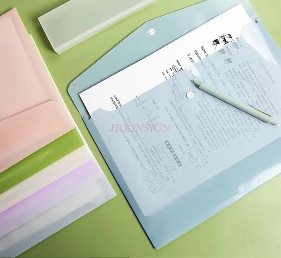 10pcs A4 file bag, transparent button bag, thickened large capacity plastic waterproof bag, data bag, folder organization
