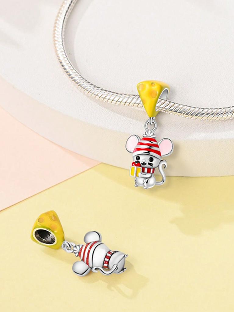 Charms Plata Cheese Mouse Beads Charm Copper Plated Fit Charms Copperoriginal Bracelet For Jewelry Making Diy Charm