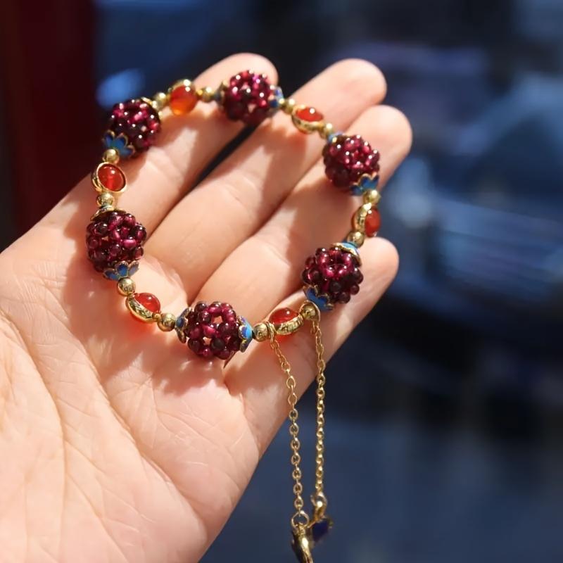 Multi-Layered Vintage Boho Beaded Daily Gift Bracelet, Grape Cluster Design Charm Chain, Women Party Jewelry Gift