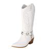 Fashion Plus Size 48 Women's Western Cowboy Boots High Heels Retro Western Boots Embroidery Shoes