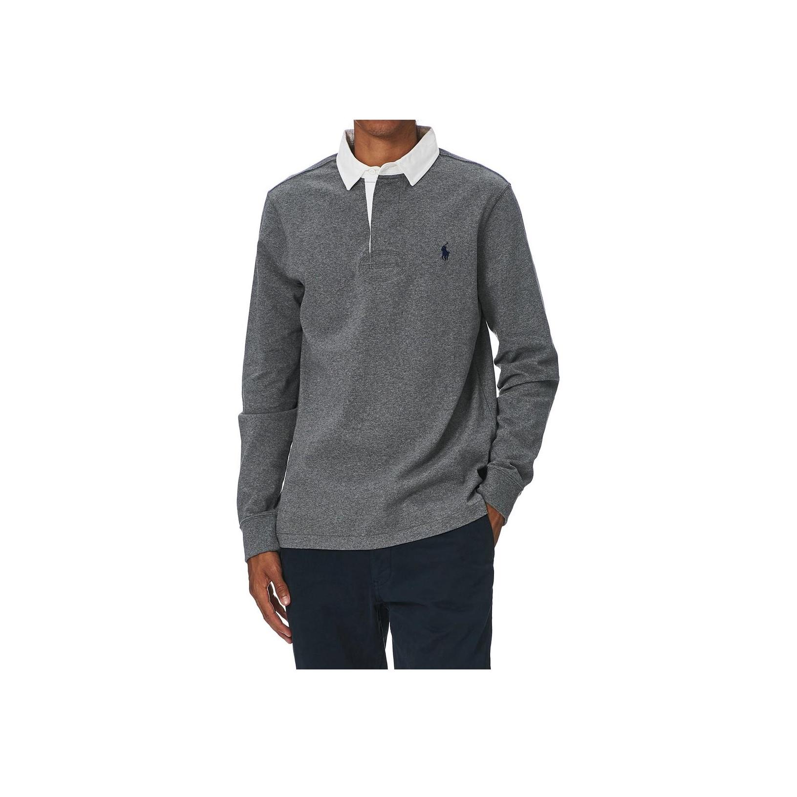 

Polo Ralph Lauren Осень/Зима 23 Классический крой Вышитый логотип-лошадка Флисовый воротник Лонгслив Поло Мужские топы Серый 710696487-002 XXL