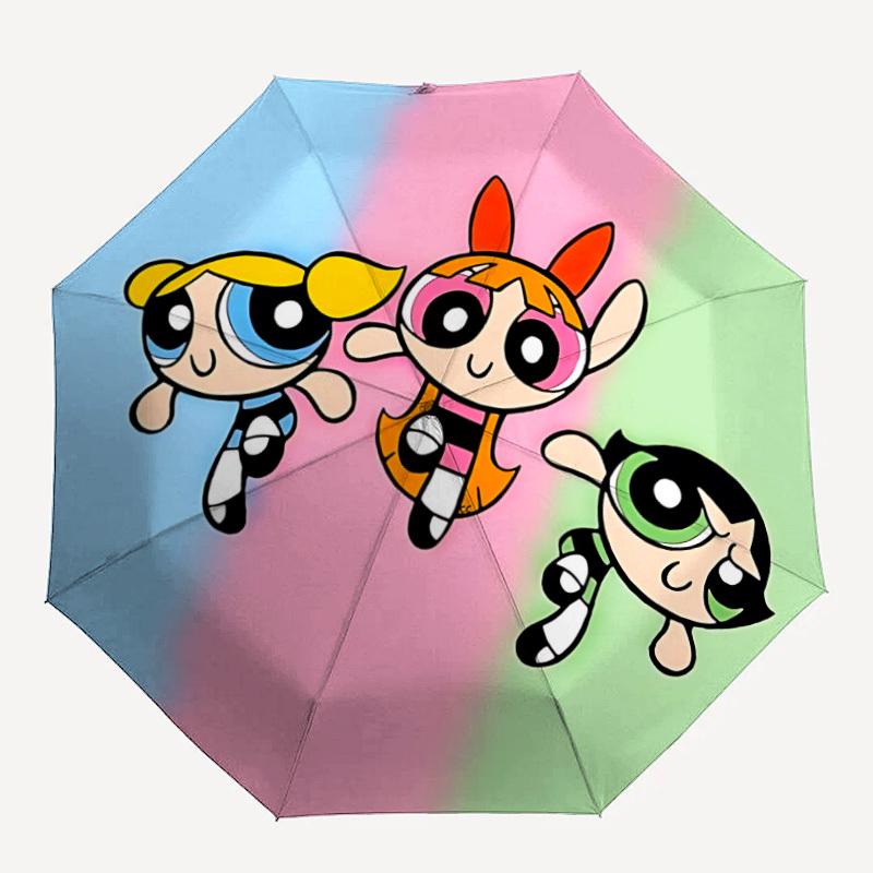 

1pc Powerpuff Girls 8-Ribs Sturdy Frame, Automatic Open/Close, Durable & Colorful Ideal for Beach, Travel, And All Seasons10032