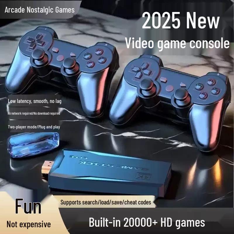 

M8 HD 4K Домашняя игровая консоль с беспроводными джойстиками и классическими аркадными играми FC New 20,000 Games + 2 Wireless Joysticks [32GB]