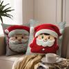 Christmas Throw Pillow Cover Snowman Elk Santa Pillowcase Xmas Pillow Cover with Hidden Zipper for Festive Home Sofa Couch Decor