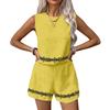 Women's Fashionable Sleeveless Vest And Shorts Set