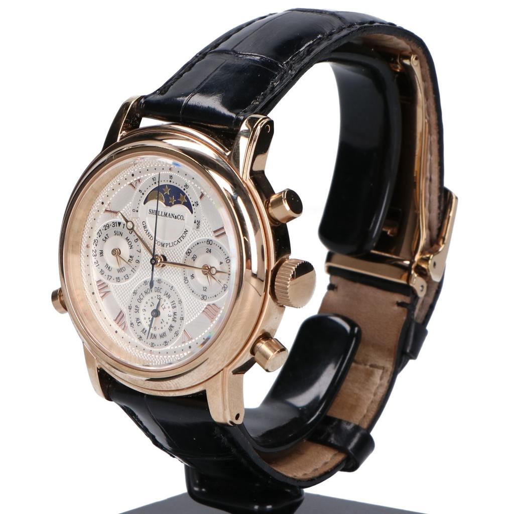 Shellman Stainless Steel 6771-T011179 Grand Complication Chronograph Quartz Crocodile Watches Gold / Silver / BlackUsed