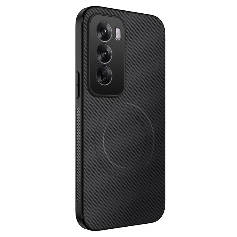 For Oppo Reno12 Pro 5G (Global) Case Compatible with MagSafe WANLONFENG TQ Series Carbon Fiber Texture PC TPU Phone Cover