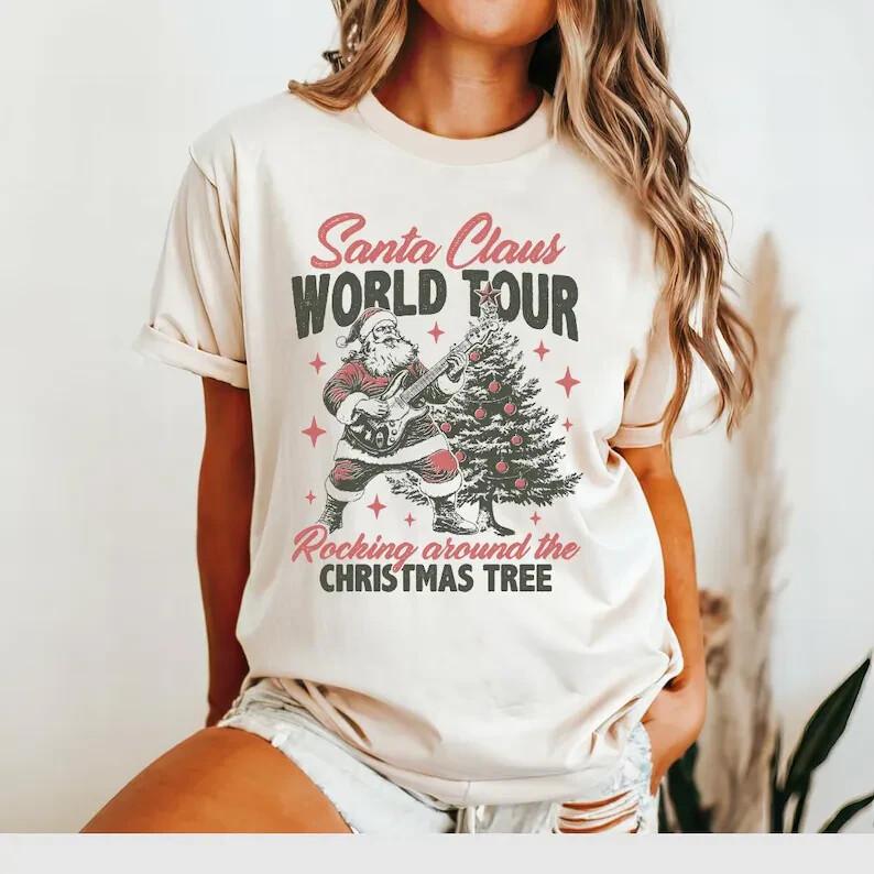 

Santa Rocking Shirt, Vintage Santa Tshirt, Rocking Around the Christmas Tree Tee Unisex T-Shirt S