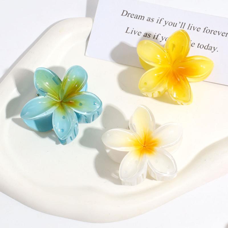 3Pcs/Set Sweet Flower Colroful Gradient Hair Claws Ponytail Cip Clamp Barrettes Hairpins For Women Girl Beach Hair Accessories