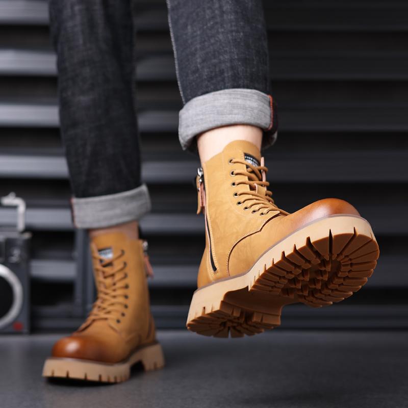 New Leather Ankle Boots Classic Man Motorcycle Botas Handmade High Top Male Sneakers Stylish Casual Leather Men Cowboy Boots