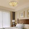 Vintage Style Flush Mount Wide Stained Glass Ceiling Lamp 4-Light Ceiling Light