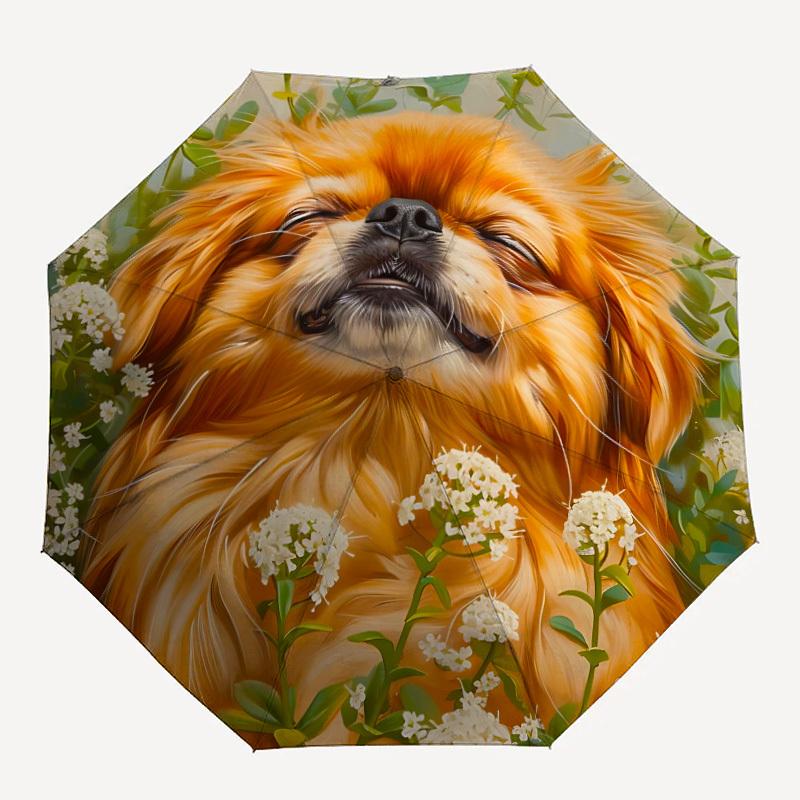 

1pc Floral Dog Print Automatic Folding Umbrella - Portable Collapsible 8-Rib Umbrella for All Seasons Durable Canopy yy251119125