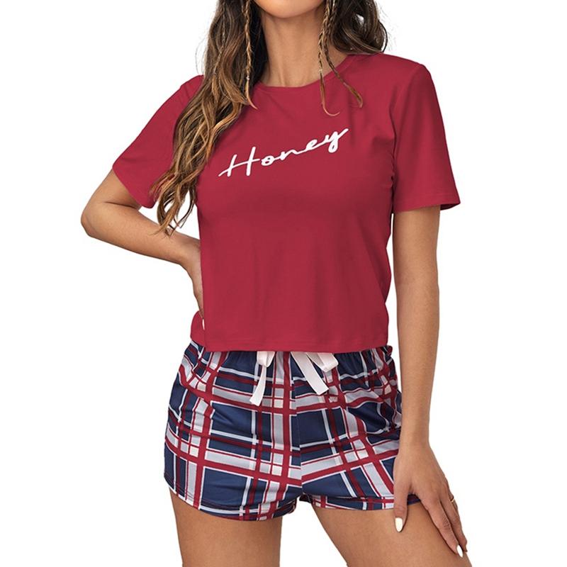 

Женская футболка и клетчатые шорты Комплект одежды Домашняя одежда XL