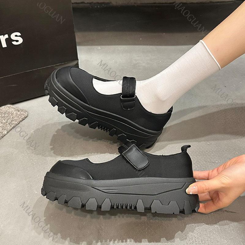 Fashion Fashion Retro Black Thick Bottom Mary Jane Shoes Spring Autumn Chunky High Heeled Sneakers for Women Shallow Mouth Single Shoes