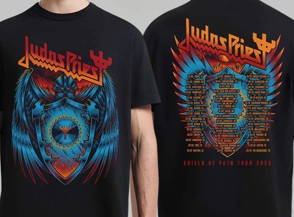 

Judas Priest Shield Of Pain Tour 2025 Shield Wings Two Sided Unisex TShirt Unisex T-Shirt XXXL
