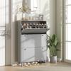 Shoe cabinet 24 pairs with 3 flip-down drawers and adjustable shelves, 80x23.5x121cm, grey