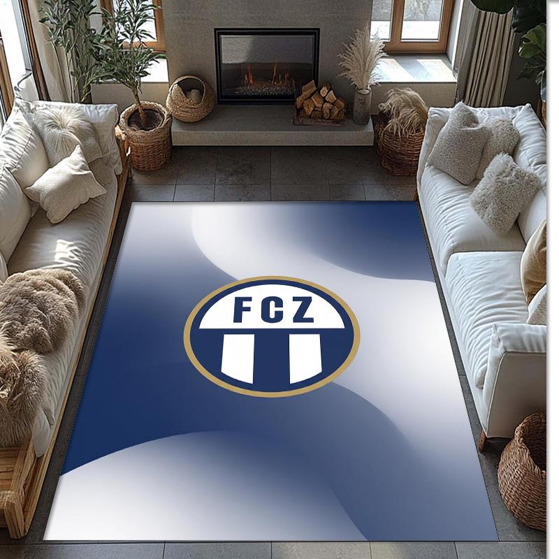 Tappeto Morbido Area Rug con Motivo Calcio FC Zürich Antiscivolo Tappeto per Pavimento Interno Tappetino Decorazione Sportiva per Camera da Letto