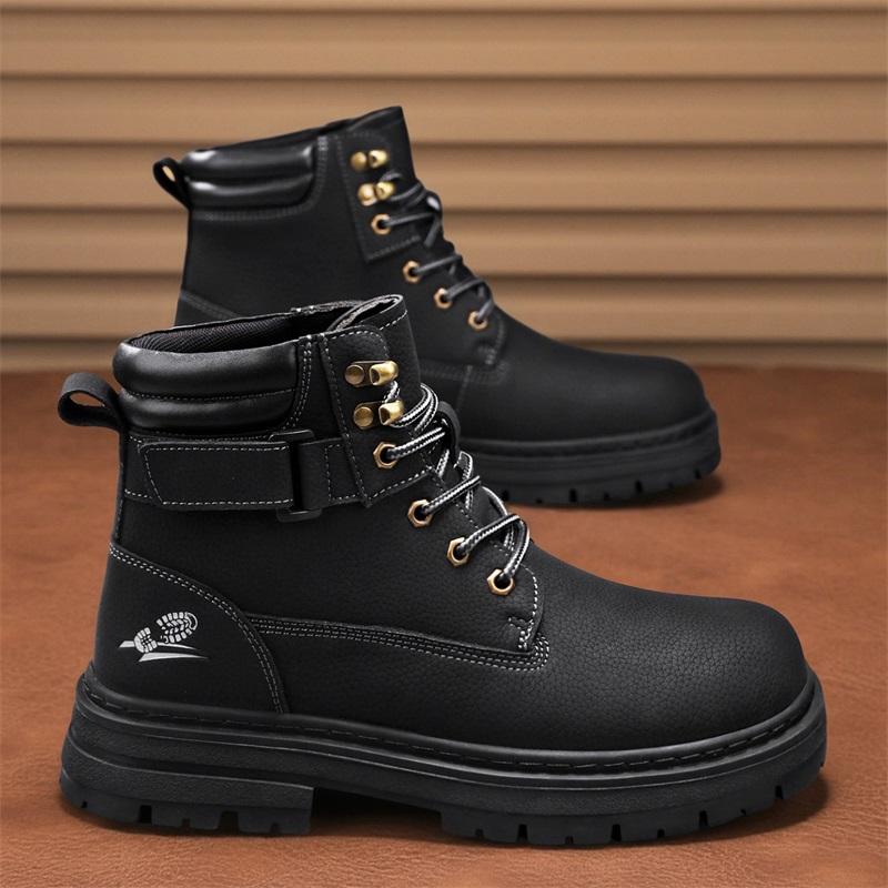 

Men s Boots Lace Up Winter New High Top Leisure All-match Men s Casual Boots Non-slip Trend Rubber Men Flat Boots 39 чорний