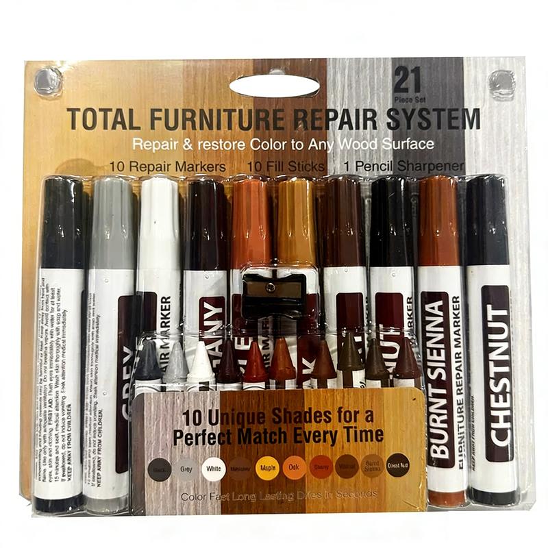 6-12 Stück Möbel Ausbesserungsstifte Holzreparatur Stift Set Kratzerentferner Farbe Wiederherstellen für Holztisch Schrank Wiederherstellungsflicken