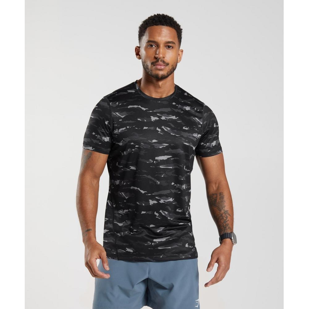 

GYMSHARK Sport T Shirt Onyx Grey Print A2A9E GBYW