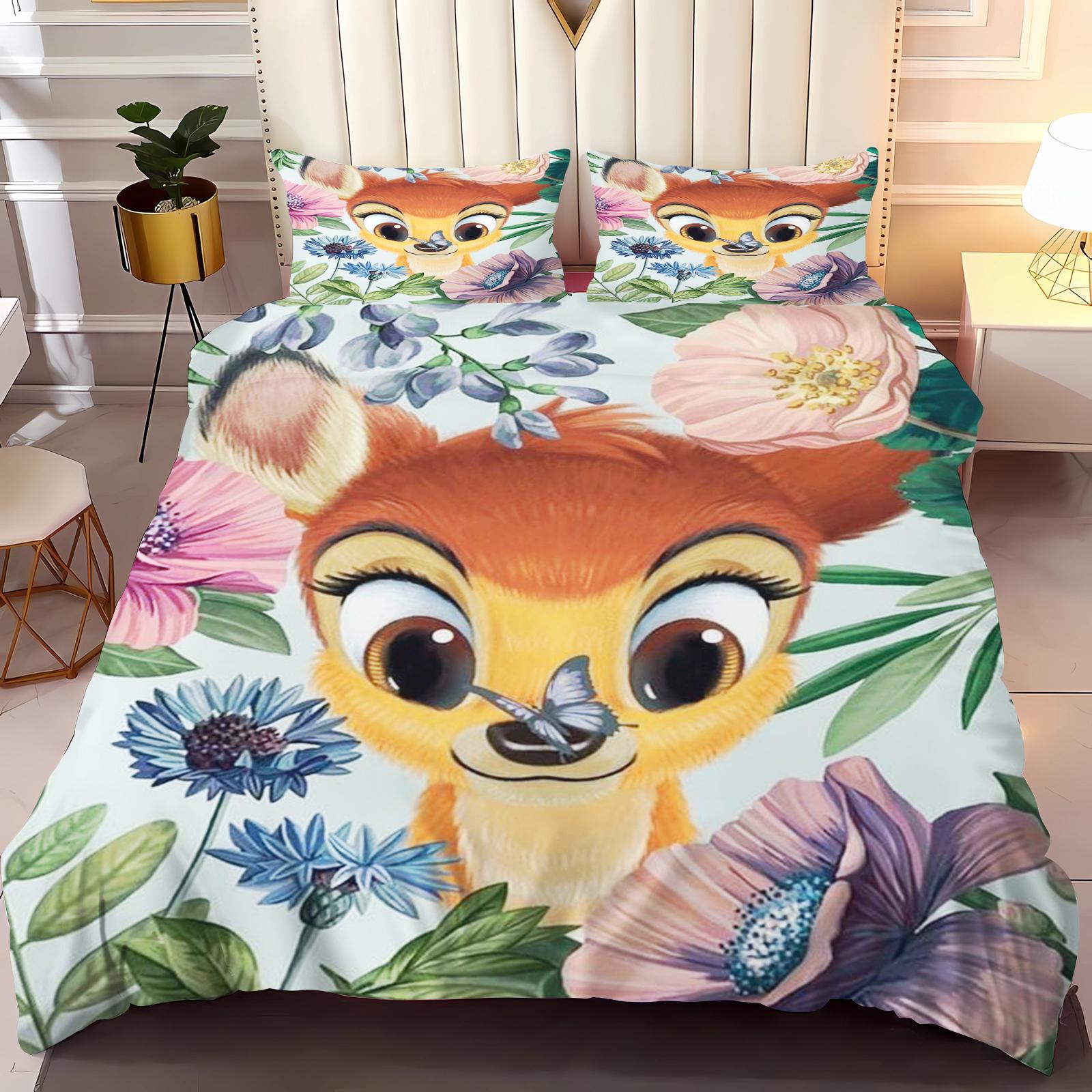 

Bambi Anime Home Bedroom Comforte Nordic polyester material suitable for children and adults 3-piece set AU King(245*210cm)3pcs