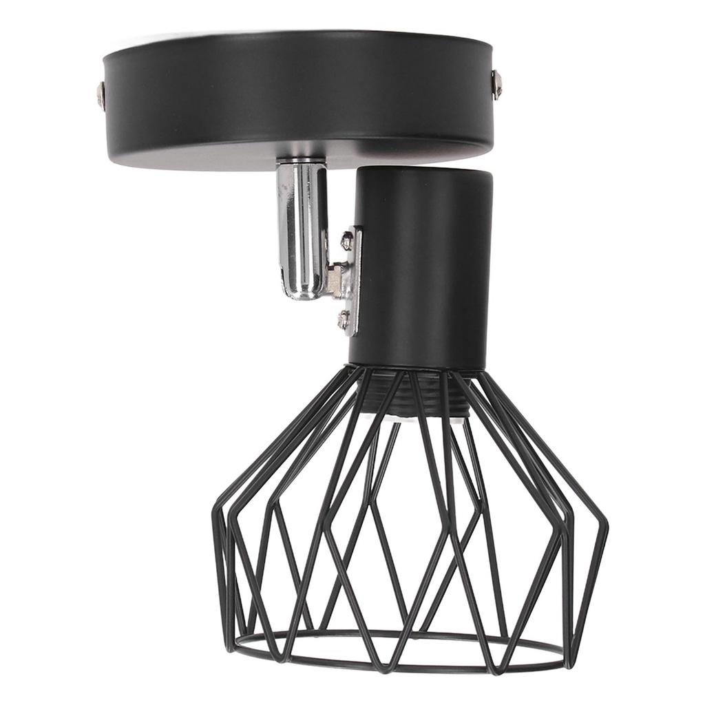 Wall Lamp Holder with Metal Cage E14 Industrial Style Metal Vintage Wall Sconce Holder Matte Black