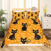 Cartoon Cat Duvet Cover Set Pet Cat Comforter Cover Cute Kitten Neon Light Bedding Set 3D Cat Lover's Bedspread Cover