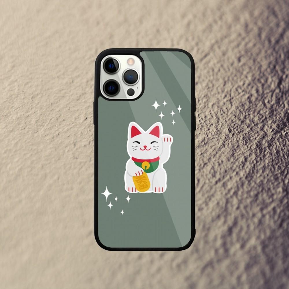 Maneki Neko Lucky Money Cat Phone Case For iPhone 15,14,13,12,11,Plus,Pro,Max Mini Magsafe Magnetic Wireless Charging