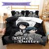 Black Butler Pattern Bedding,Quilt Set Quilt Cover Pillowcase Home Birthday Gift (1 * duvet cover + 2 * pillowcase, without core)