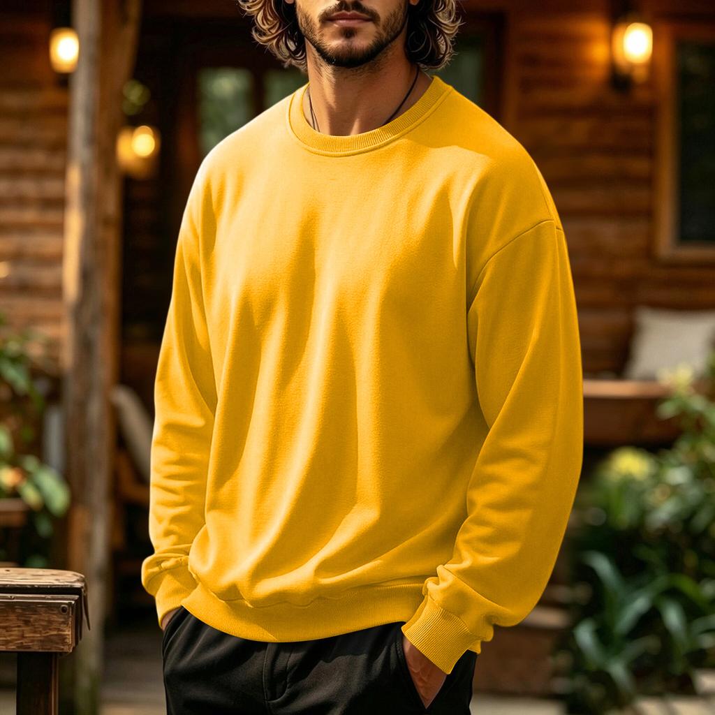 Men's Neck Sweatshirt Color Casual Pullover