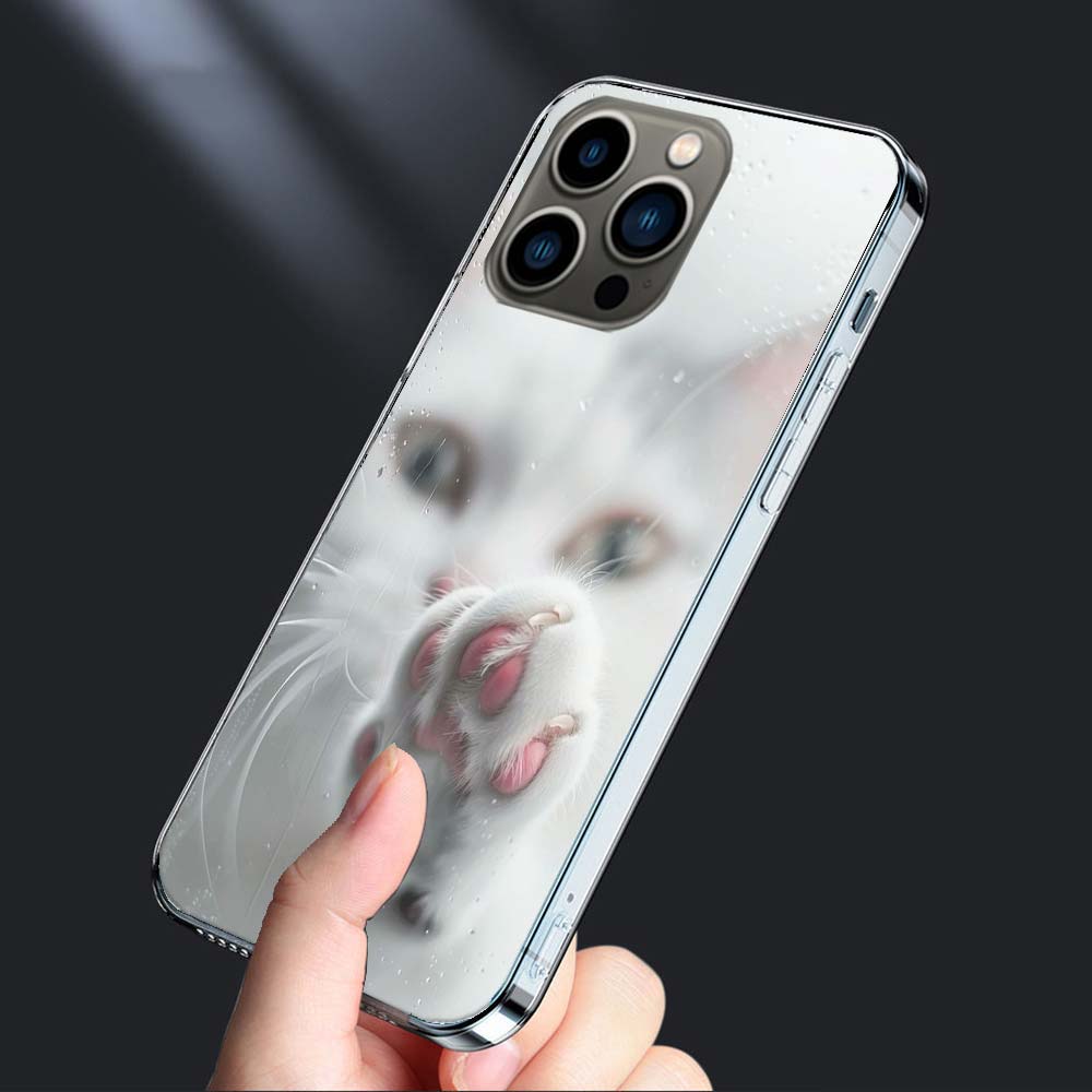 

Pink Cat Hand Phone Case For Iphone 16E 15 Pro 14 Plus 17E 16 17 Pro Max Air 11 12 13 Mini Shockproof Capa Cute Cover TPU Cle iPhone 15