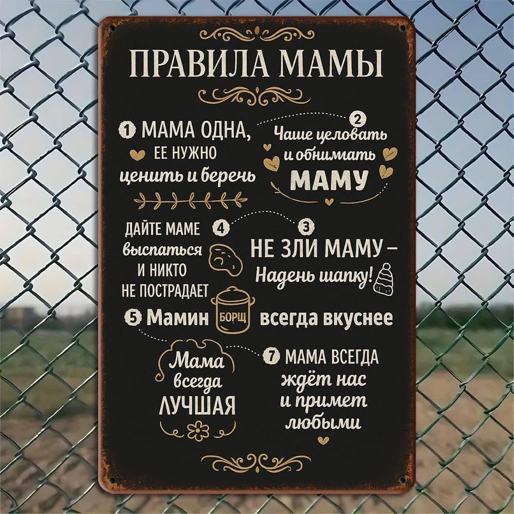 

Винтажная металлическая табличка Слушай маму , 20x30см, для внутреннего/наружного декора. Легко повесить. чистый