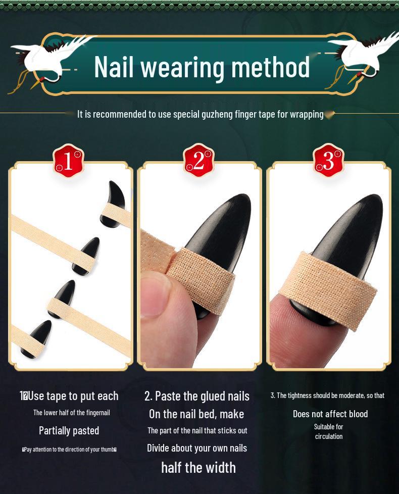 Natural Buffalo Horn Guzheng Finger Picks for Children, Beginners, Adults, and Professionals