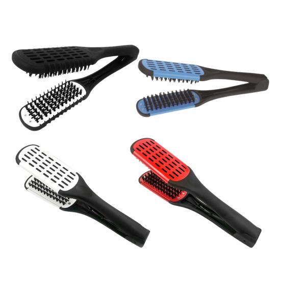Straight Hair Comb Premium Bristles Anti-static Double Sided Ergonomic Handle Heat-Resistant Hairdressing Tool Hairdressing Straightener Comb Clamp